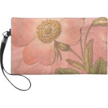 Elegant Vintage Rose Peach Colored Background Wristlet Purse