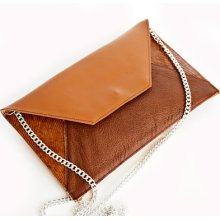 Embossed leather envelope clutch bag