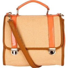 Emma Woven Straw Satchel - Sandy Tan/Coral Pink ...