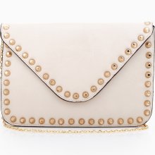 Envelope Clutch With Studded Border - cream L