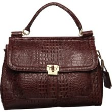 Etienne Aigner Tobacco Croc Snake Python Brown Leather Handbag Equestrian Saddle