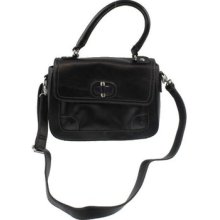 Etienne Atgner Black Leather Twist Lock Shoulder Handbag Medium Purse Bag