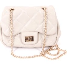 Ever Genuine Leather Women Girls Luxury Quilt Chain Handbag Clutch White Bag