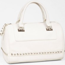 Express Womens Studded Hinged Plate Satchel True White, No Size