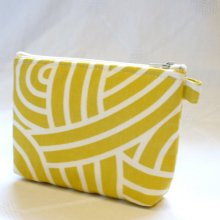 Fabric Cosmetic Bag Gadget Pouch Zipper Pouch Makeup Bag Cotton Zip Pouch Mustard Citrine Yellow Cream MTO