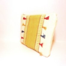 Fabric Zipper Pouch Clutch Bag Cosmetic Pouch Gold Stripe with Fringe