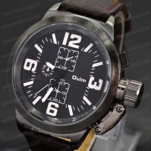 Fancy Quartz Military Army Sport Men's Leather Strap Analog Wrist Watch Brown