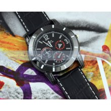 Fashio Mens Leather Analog Quartz Black Sports Wrist Watch Hours Scale Gifts