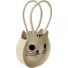 Fashion Cute Cat Woven Shoulder Handbag White - White