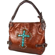 Fashion Inlaid Stones Hobo Bag Handbag Purse Cross Fashion Bronze