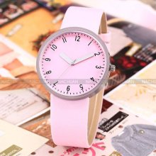 Fashion Leather Band Women Lady Trendy Analog Quartz Wrist Watch 11 Colors