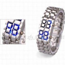 Fashion Silver Led Digital Gentlemen Stainless Steel Band Wrist Watch Watches