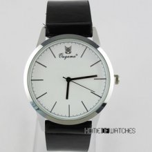 Fashion Simple Style Black Synthetic Leather Strap Wrist Quartz Watch