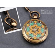 Fashion Watch Vintage Design Notch Crystals Style Pocket Watch +chai