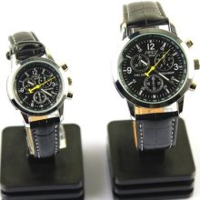 Fashion Women Men Couples Office Sport Quartz Wrist Watch Faux Leather Band Gift