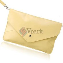 Fashion Women's Oversized Envelope Purse Pu Leather Shoulder Bag Hand Bag Yellow