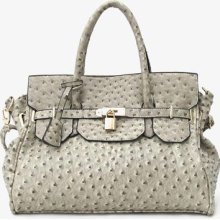 Faux Ostrich Skin Satchel Bag