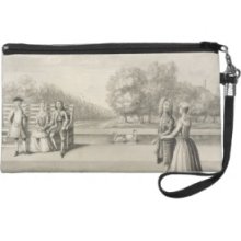 Figures on the bank of the Long Water, Hampton Cou Wristlet Purses