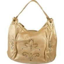 Fiore By Isabella Fiore Leather Angelina Gold Hobo With Studs $345