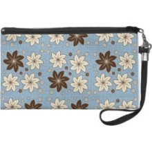 Floral design on blue Wristlets