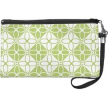 Floral Diamonds Pattern - Lime White Wristlet Purse