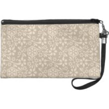 Floral pattern Almond on Khaki Wristlet