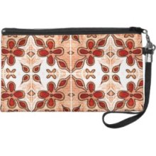 Flower Orange Inspired by Portuguese Azulejos Wristlet Purse