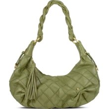 Fontanelli Designer Handbags, Olive Green Quilted Nappa Leather East/West Hobo Bag