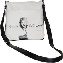 Forever Beautiful Marilyn Monroe Synth. Leather White Cross Body/Messenger Bag - Leather - Off-White - Small