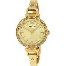 Fossil Es3227 Georgia Glitz Three Hand Stainless Steel Watch Gold-tone