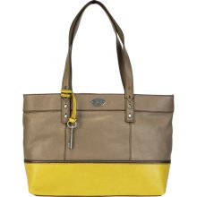 Fossil Hunter Colorblock Shopper Yellow Multi - Fossil Leather Handbags