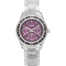 Fossil Ladies Stella Clear Multifunctional Purple Dial Watch