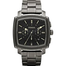 Fossil Men's Machine JR1397 Silver Stainless-Steel Quartz Watch with Black Dial