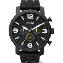 Fossil Nate Chronograph Silicone Watch Black - JR1425