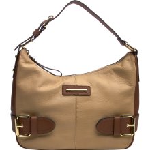 Franco Sarto 'Jolie' Leather Color Block Hobo Bag (Sand/Whiskey (LESNW-200))