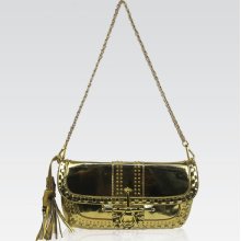 Galian Metalic Mirror Shoulder Bag Buckle Clutch Gold