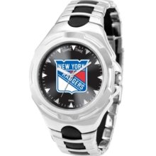 Game Time Watch, Mens New York Rangers Black Rubber and Stainless Stee