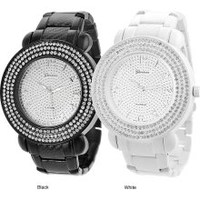 Geneva Platinum Rhinestone-accented Link Watch (White)