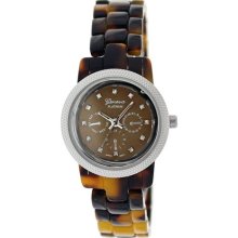 Geneva Platinum Women's 9249.Tortoise.Silver Brown Ceramic Quartz ...