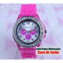 Geneva Watches Jewelled Rhinestone 3 Eyes Watch No.4 Luxury Women Si