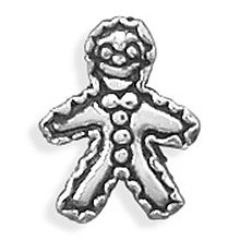 Gingerbread Man Charm Bracelet Bead Sterling Silver - Fits on most brands of European style bracelets