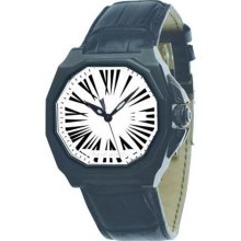 Gio Monaco Men's 710-A Medusa Octagon Black PVD White Dial Alliga ...