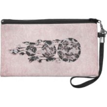 Girly Black lace dreamcatcher on pink floral lace Wristlet Purses