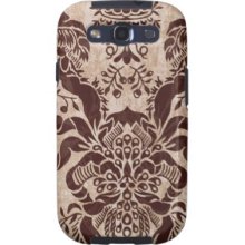 Girly Damask romantic ornate vintage brown pattern Galaxy Siii Cases