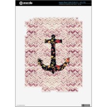 Girly floral nautical anchor & purple cute chevron Decals For Ipad 3