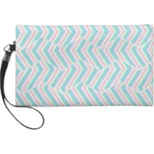 Girly Pink Mod Teal Chevron Geometric Stripes Wristlet