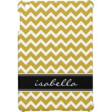 Gold and Black Chevron Custom Monogram Ipad Mini Cover