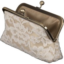 Gold and Lace - Silk Lined Clutch Bag (Medium Size)