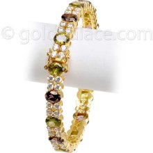 Gold Bangle With Cz Stones 22K Size 2-6/16th Inches