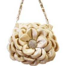 Gold Clutch Bag With Rose Design And Diamante Inner